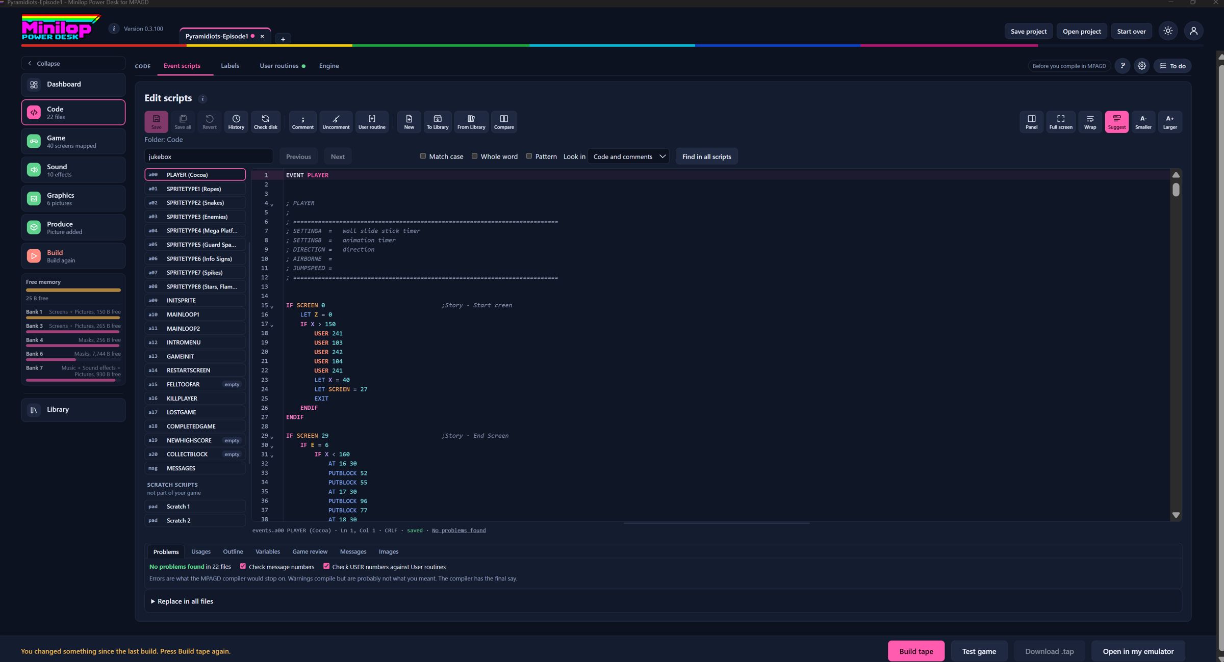 Code, Event scripts