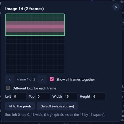 The hitbox editor for one sprite