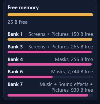The Free memory widget at the foot of the step list